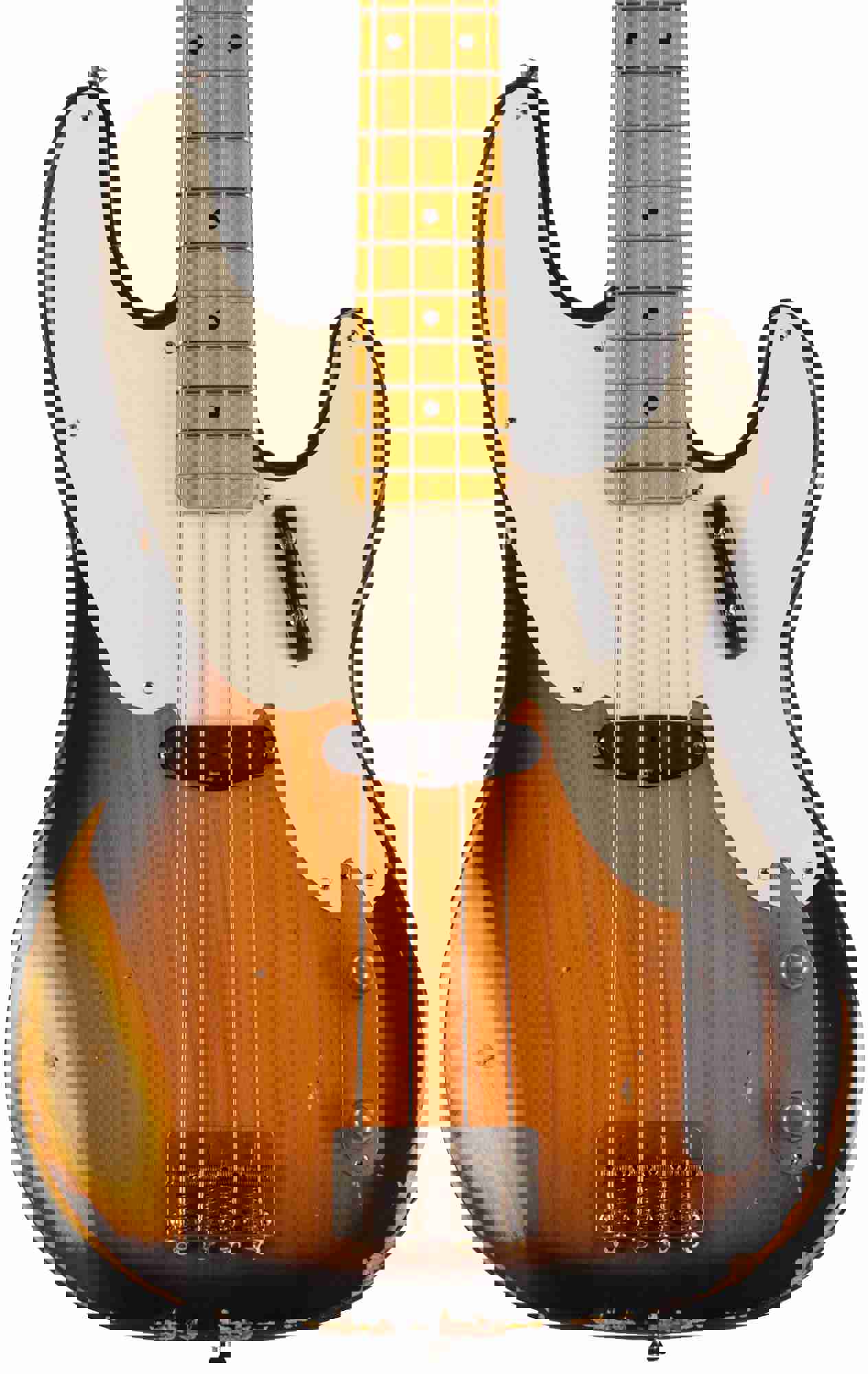 Nash PB-55 Bass Guitar, 2-Tone Sunburst, Medium Aging