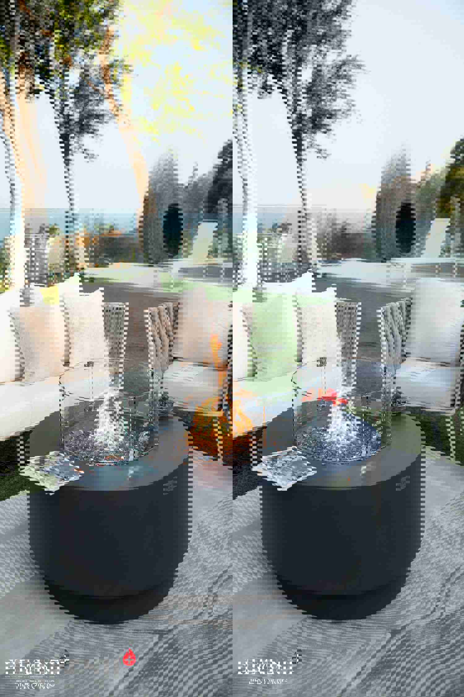 Nimes Modern Smooth Concrete Round Fire Pit Table