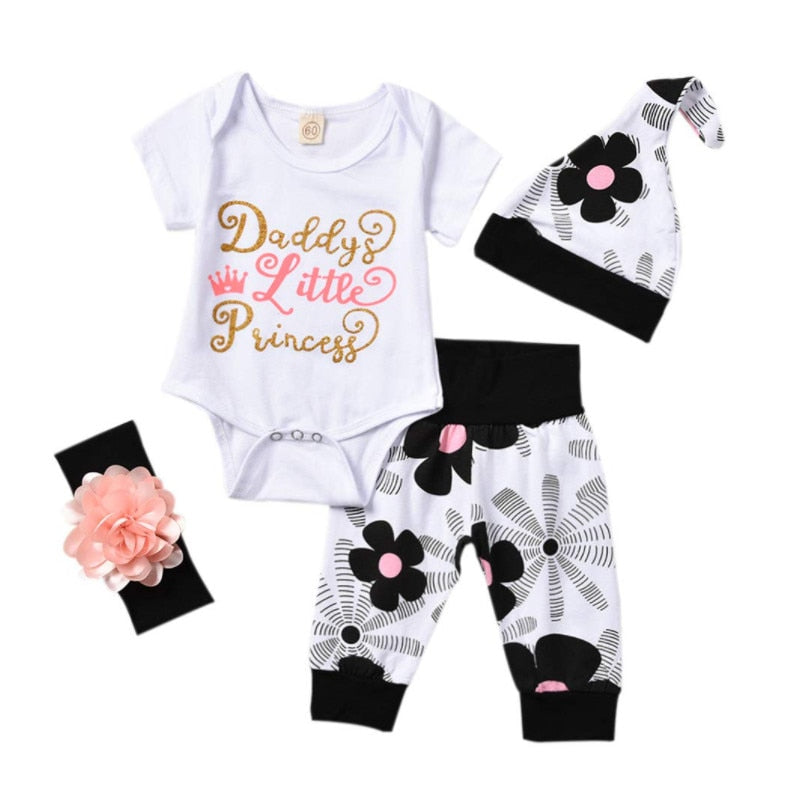 Newborn Girls Letter Printed 3 Piece Winter Clothing Set