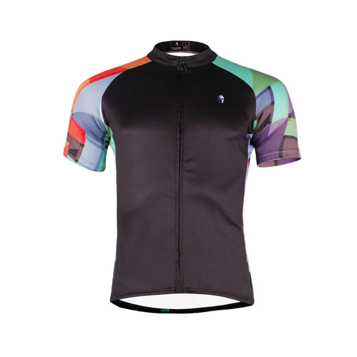 Ilpaladino Colorful Arms Breathable Black Jersey Mens Short-Sleeve Bicycling Shirt for Summer Outdoor Sports