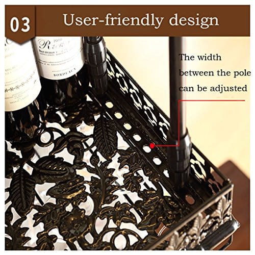 FURVOKIA Industrial Vintage Metal Bar Wine Glass Hanging Rack - Black, Adjustable Height (47.2L)