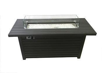 AZ Patio Heaters Outdoor Rectangle Fire Pit in Black Mocha with Wind Screen