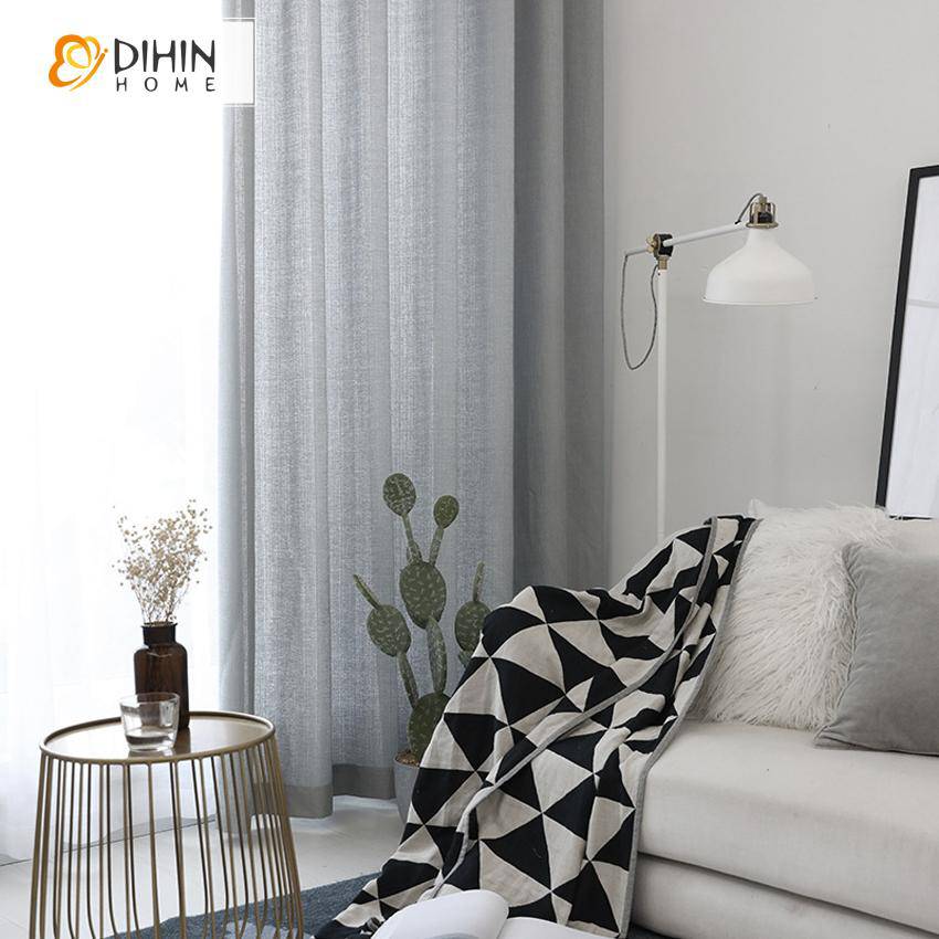 DIHIN HOME Modern Light Grey Sheer Blackout Grommet Curtain for Living Room - 52x63-inch, 1 Panel
