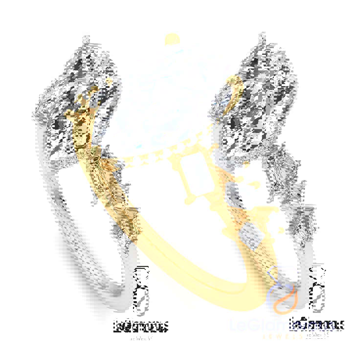 Pear Cut Hidden Halo Pave Style Lab Grown Diamond Engagement Ring