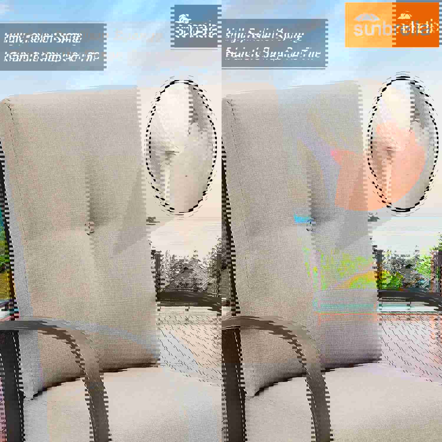 3-Piece Outdoor/Indoor Aluminum Patio Conversation Set with Sunbrella Cushions and Coffee Table