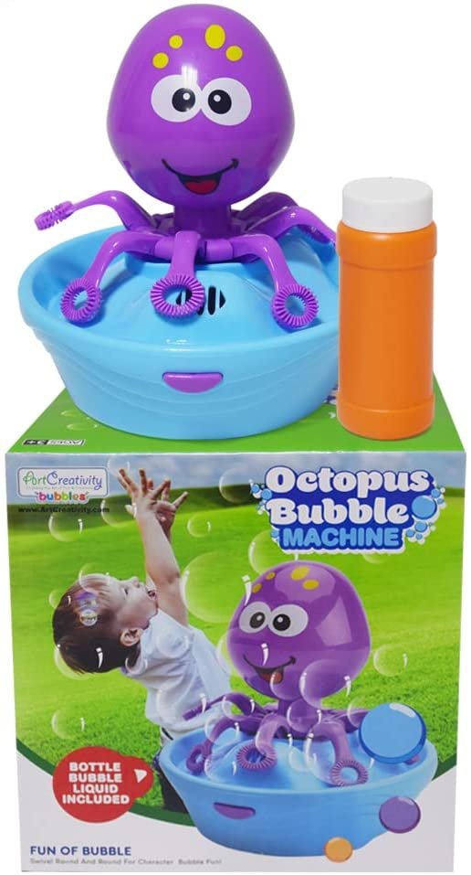 Octopus Bubble Machine for Kids with Bubble Solution, Fun Outdoor Party Toy for Boys and Girls