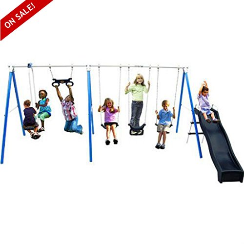 Skrootz Swing and Slide Set - Metal Outdoor Play Center for Kids