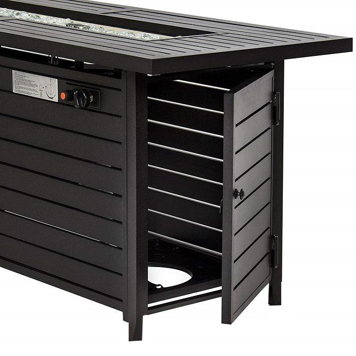 AZ Patio Heaters Outdoor Rectangle Fire Pit in Black Mocha with Wind Screen