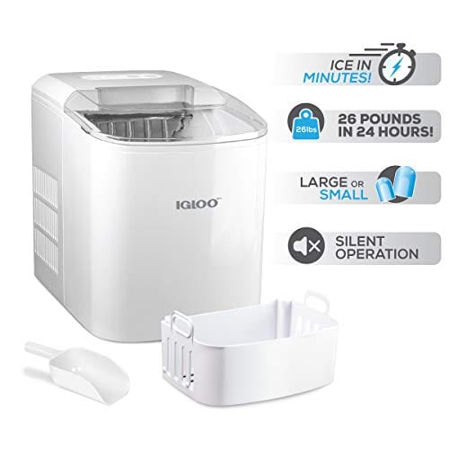 Igloo ICEB26WH Automatic Portable Electric Countertop Ice Maker Machine, 26 Pounds in 24 Hours, White