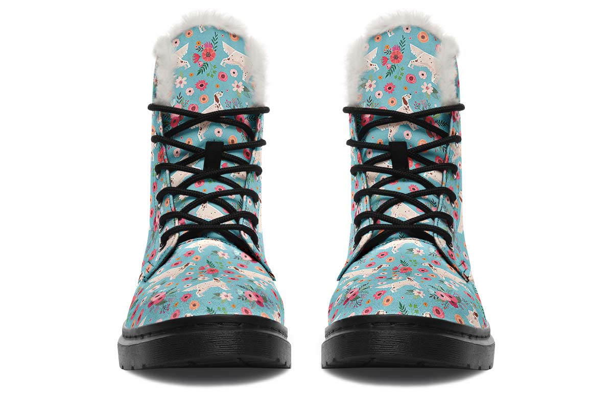 English Setter Flower Winter Boots - Custom Printed, Handcrafted On Demand