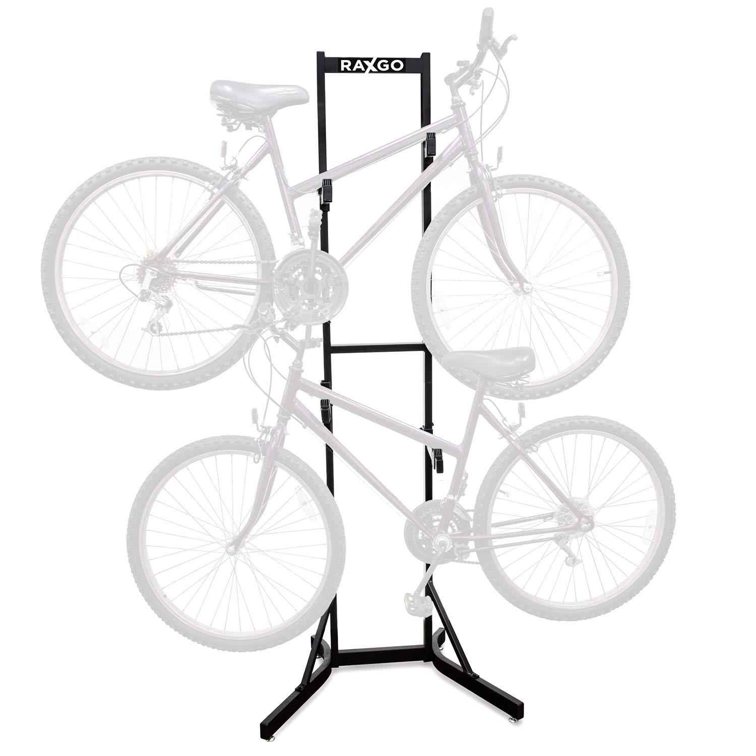 Freestanding Garage Bike Rack with Adjustable Hooks for 2 Bicycles