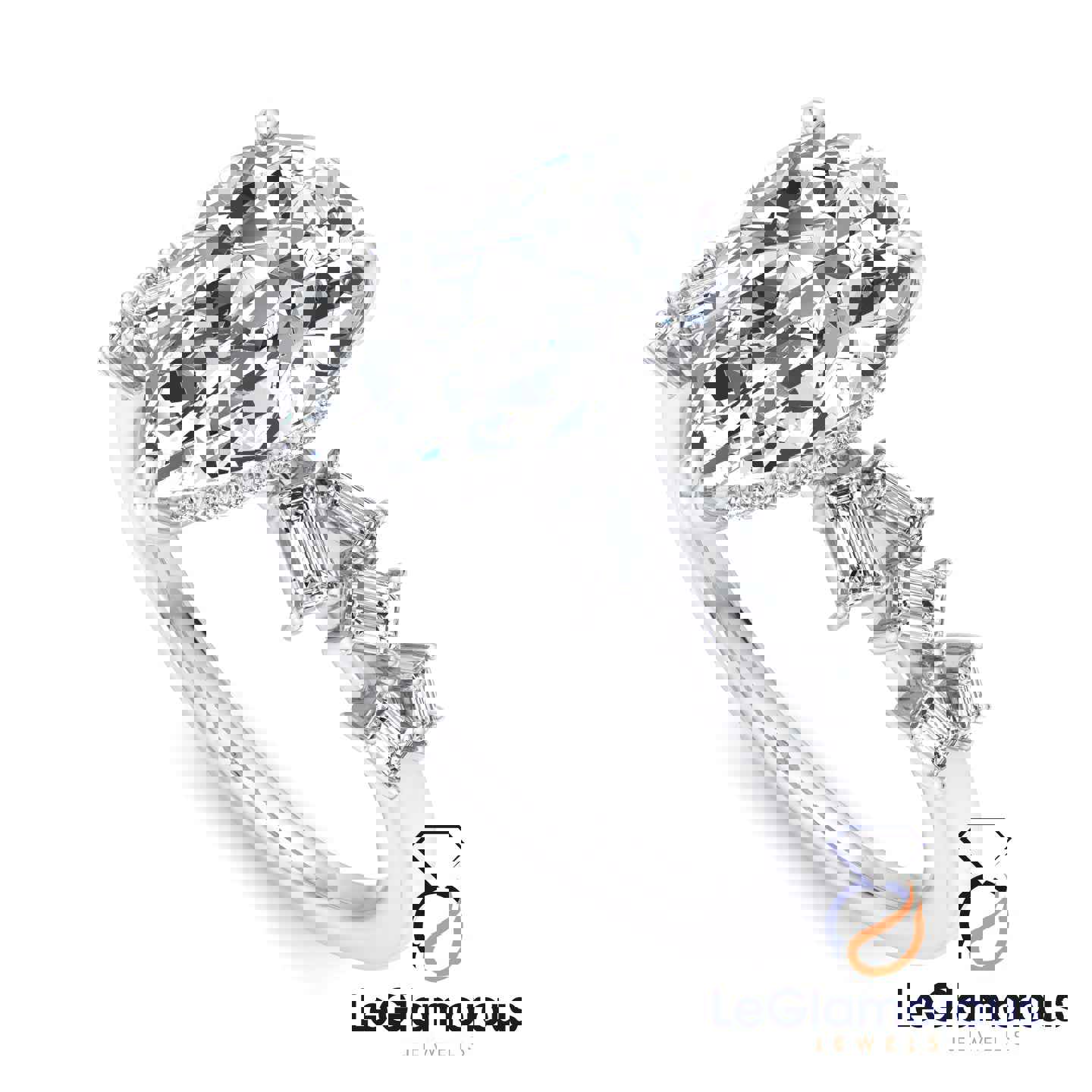 Pear Cut Hidden Halo Pave Style Lab Grown Diamond Engagement Ring