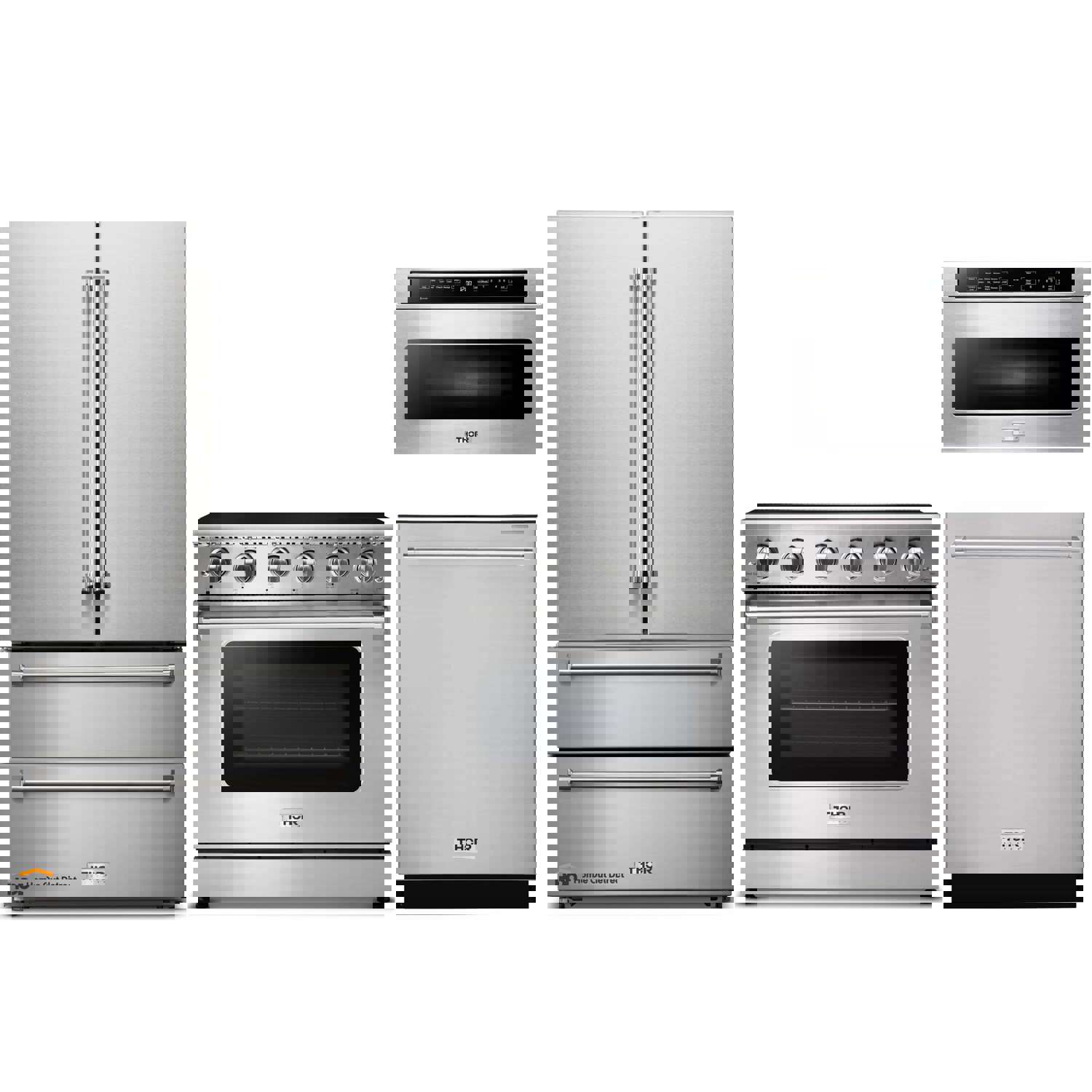 Thor Kitchen 4-Piece Appliance Package - 36-Inch Electric Range, French Door Refrigerator, Dishwasher, and Microwave Drawer in Stainless Steel