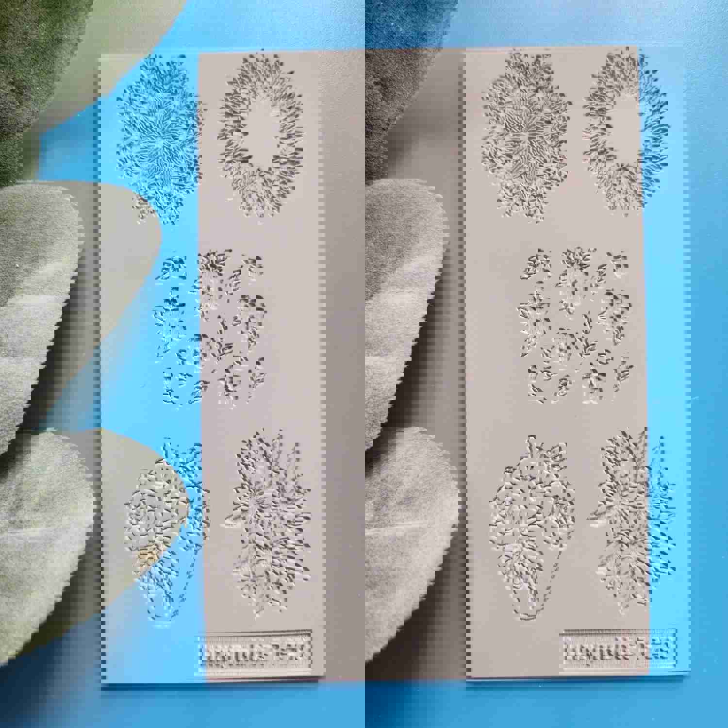 Polymer Clay Texture Tile Mat with Flower Wreath and Heart Design - T-279