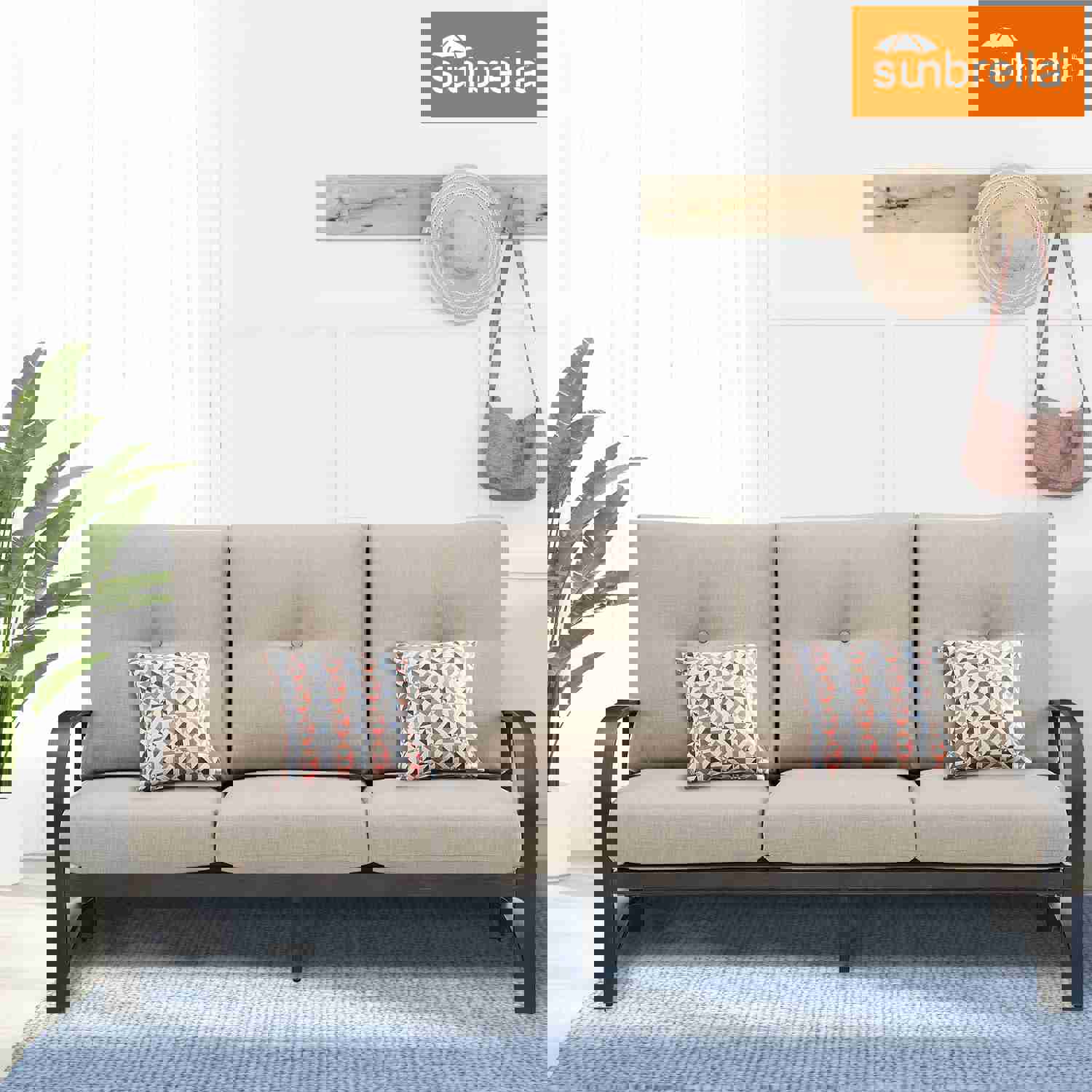 3-Piece Outdoor/Indoor Aluminum Patio Conversation Set with Sunbrella Cushions and Coffee Table