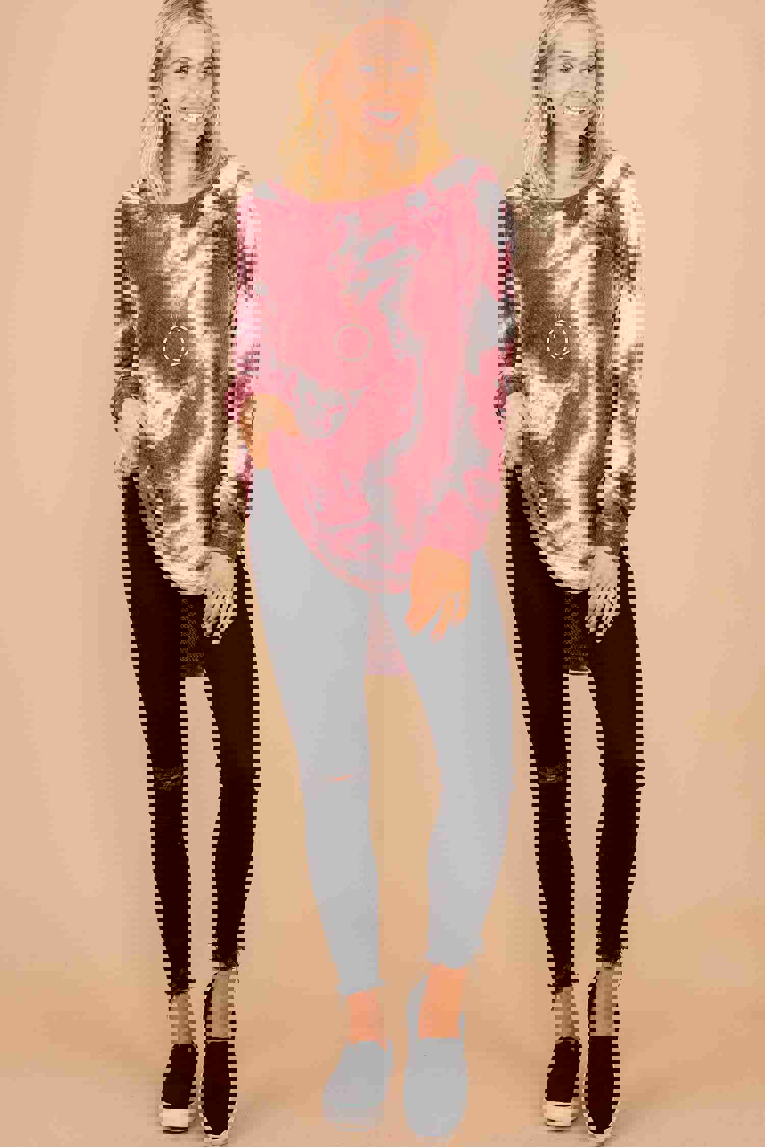 Easy Like Sunday Wine Red Tie Dye Tunic