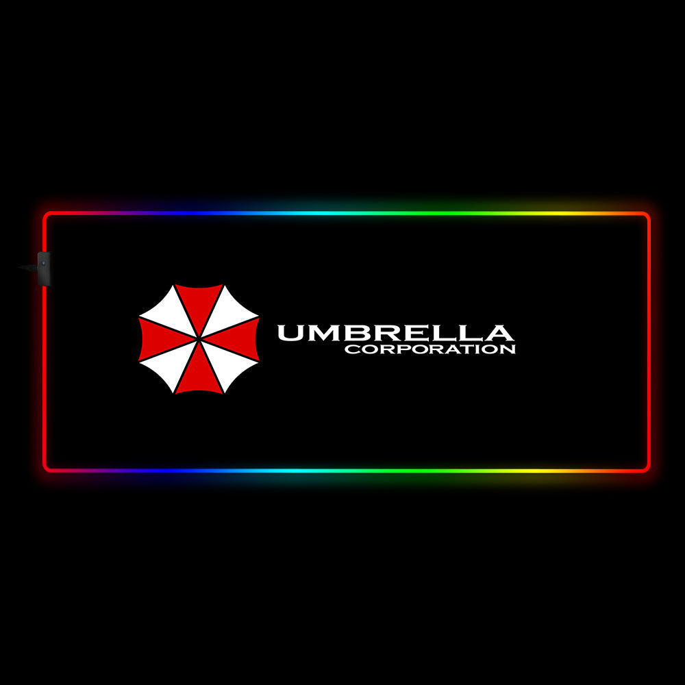 Umbrella Corporation Design RGB Gaming Mouse Pad with LED Lights, Large Size for Gamers