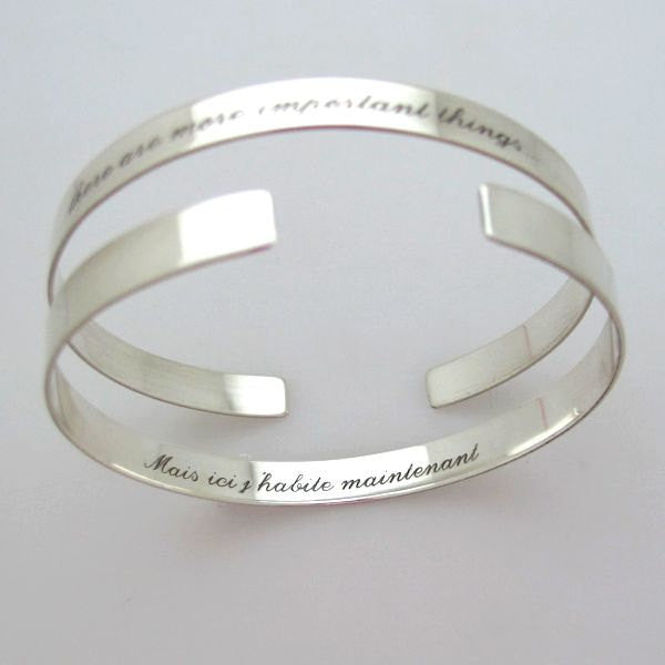Personalized Sterling Silver Thin Stacking Bracelet - Special Gift for Her