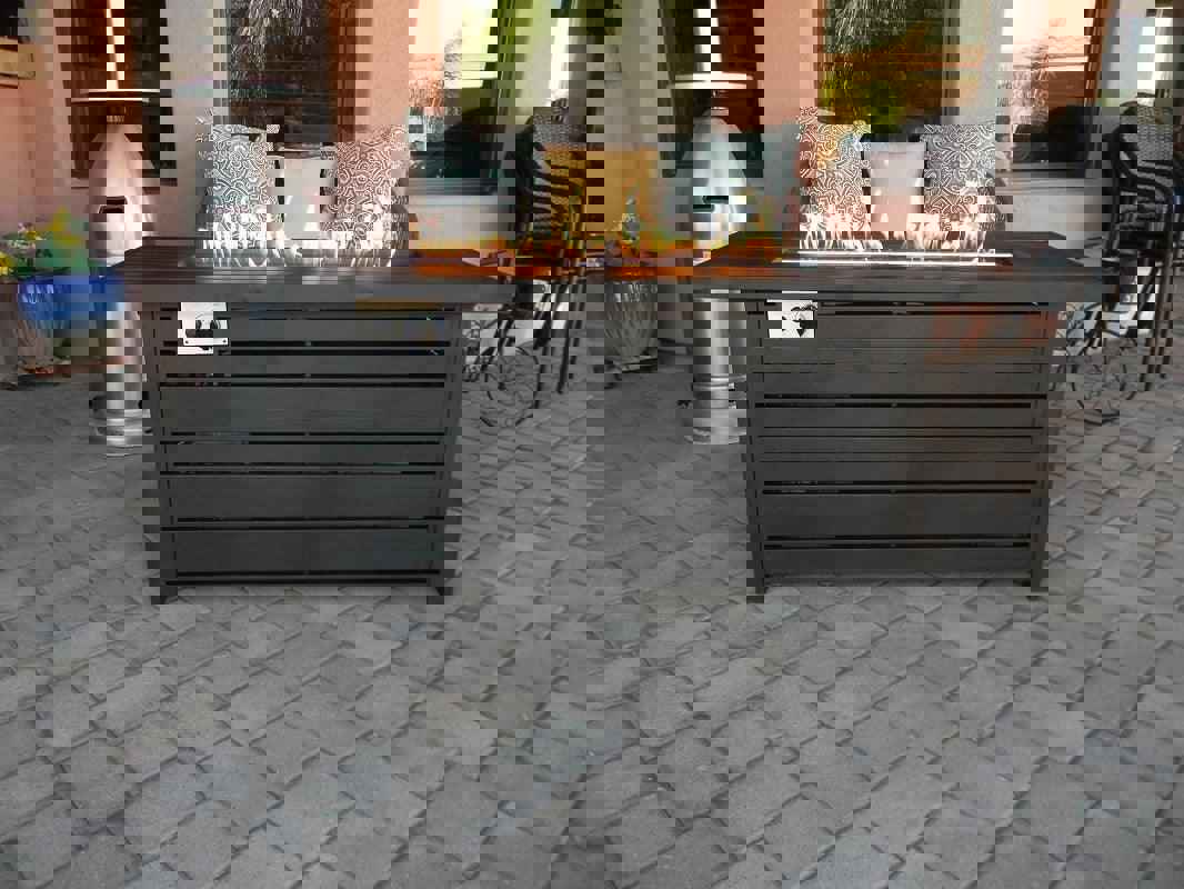 AZ Patio Heaters Outdoor Rectangle Fire Pit in Black Mocha with Wind Screen