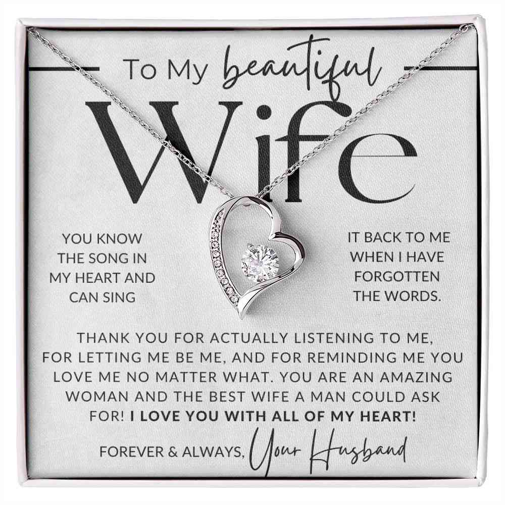 You Know The Song - Heart Pendant Necklace - Perfect Gift for Wife on Christmas, Valentine's Day, Birthday, Anniversary