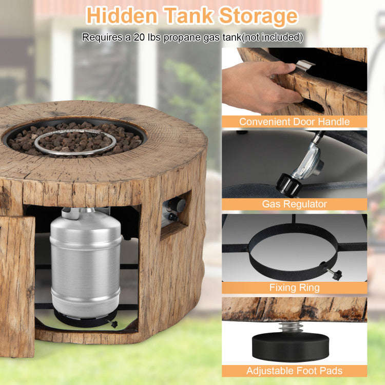 50000 BTU Outdoor Propane Gas Fire Pit Table with Laval Rock and PVC Cover