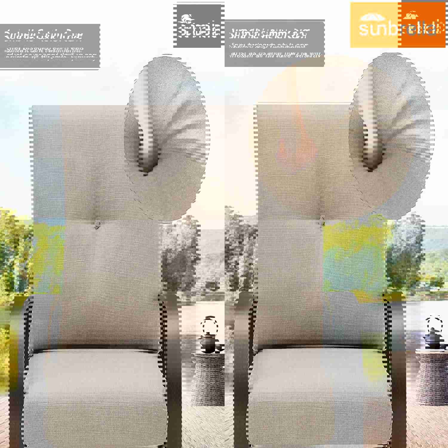 3-Piece Outdoor/Indoor Aluminum Patio Conversation Set with Sunbrella Cushions and Coffee Table