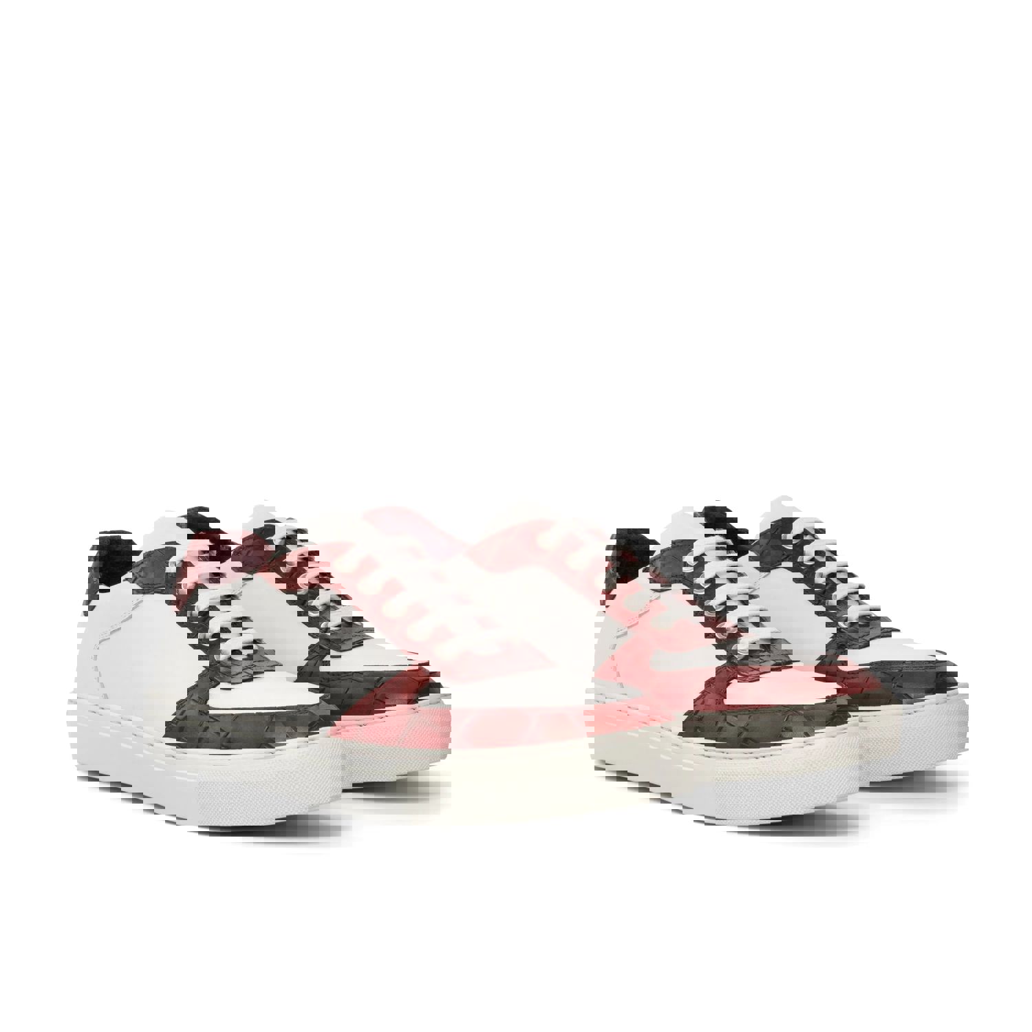 DapperFam Rivale in Red Mens Italian Croco Embossed Leather Trainer