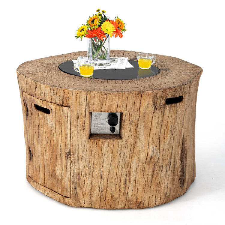 50000 BTU Outdoor Propane Gas Fire Pit Table with Laval Rock and PVC Cover