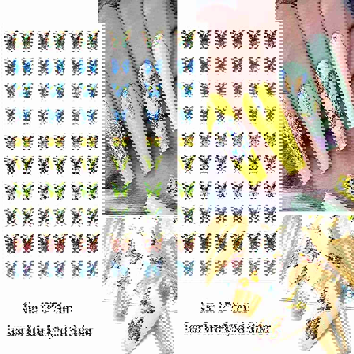 Butterfly Nail Art Stickers - 3D Self-Adhesive Floral Nail Decals (6 Sheets)