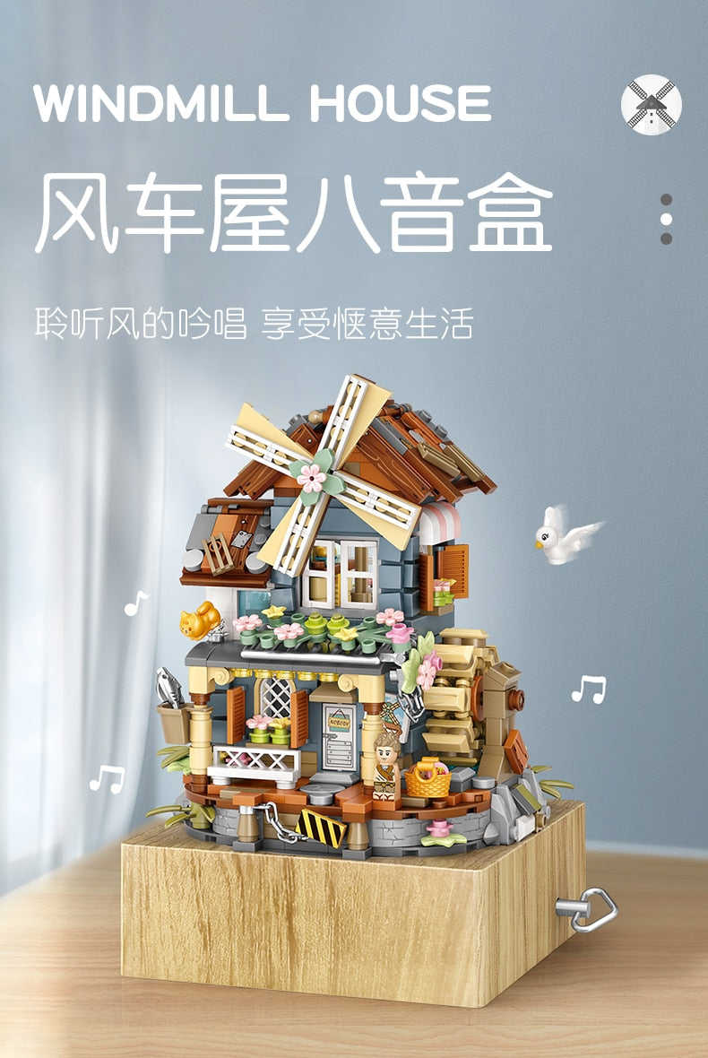 LOZ Classical Windmill House Music Box - Building Blocks Toy