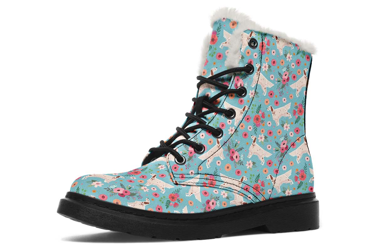 English Setter Flower Winter Boots - Custom Printed, Handcrafted On Demand