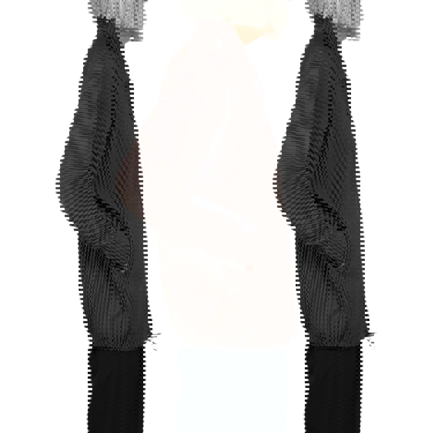 HEATHER PLEATS JACKET - Neutral Colored Collared Snap Front Jacket