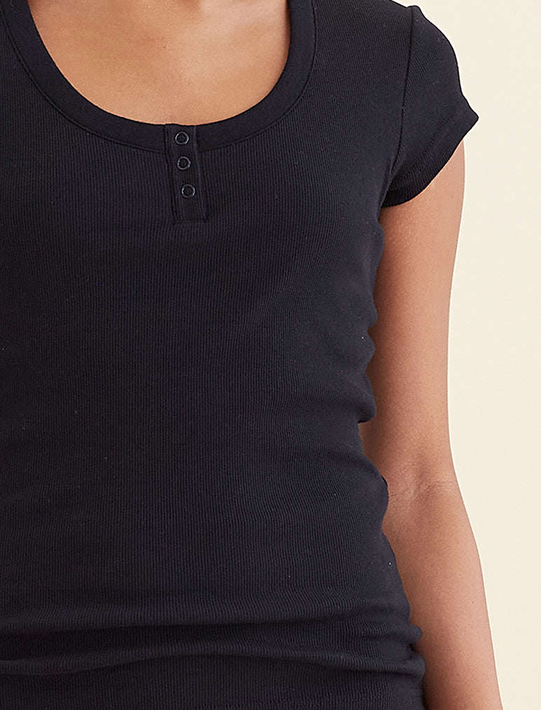 Milla Rib Shelf Bra Henley Tee - Buy 2 for $70
