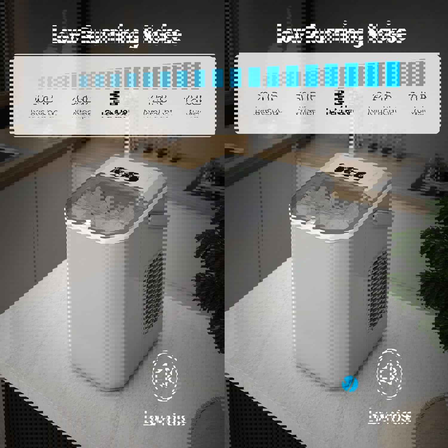 Countertop Ice Maker - 6 Mins/9 Pcs Bullet Ice, 26 Lbs/24Hrs, Self-Cleaning, Portable for Home/Kitchen/Office/Party (Grey)