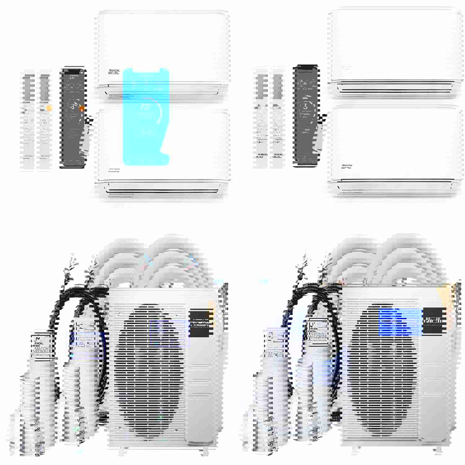 MRCOOL DIY 4th Gen 48K BTU 2-Zone Condenser with 24K+24K Handlers and 2 x 25ft Linesets Bundle