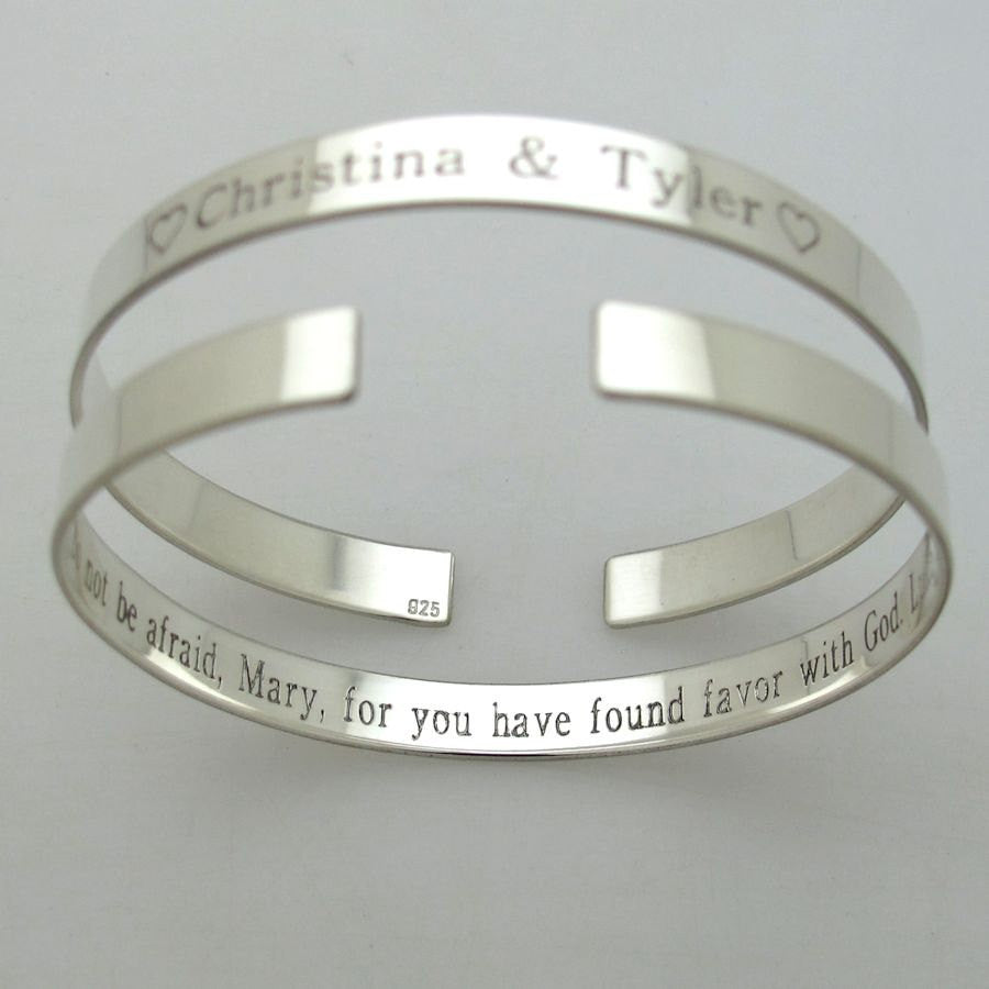 Personalized Sterling Silver Thin Stacking Bracelet - Special Gift for Her