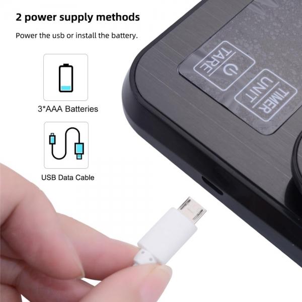 LED Electronic Drip Coffee Scale with Timer for Household Cooking Baking Weighing with Precision Sensors Black - 10kg/1g