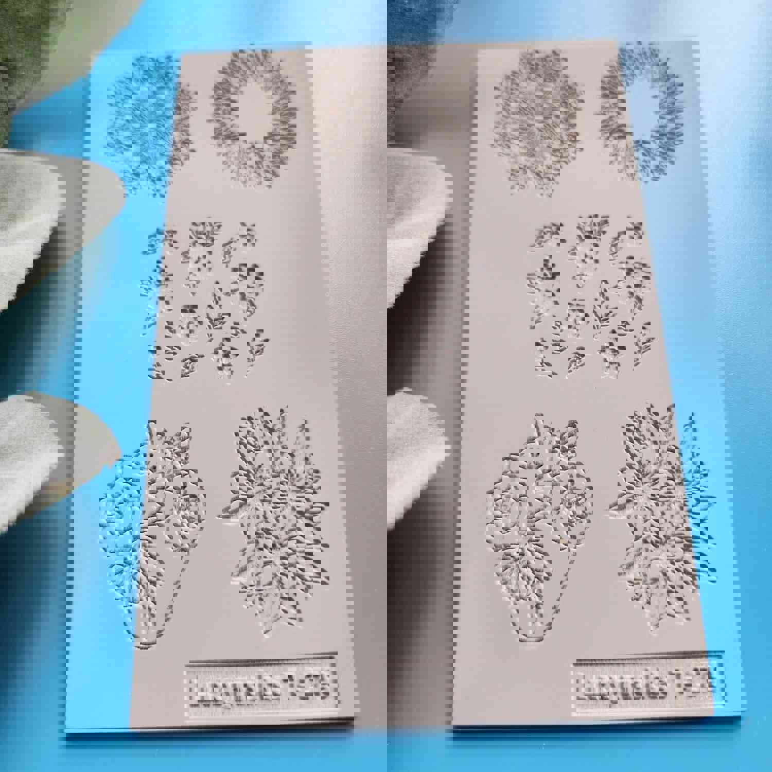 Polymer Clay Texture Tile Mat with Flower Wreath and Heart Design - T-279