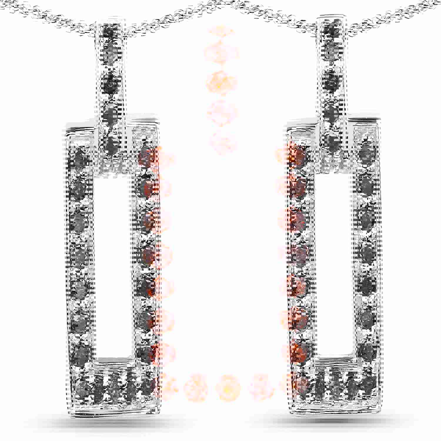 Red Diamond Sterling Silver Pendant - 0.36 ctw, Round Stones, Elegant Womens Jewelry