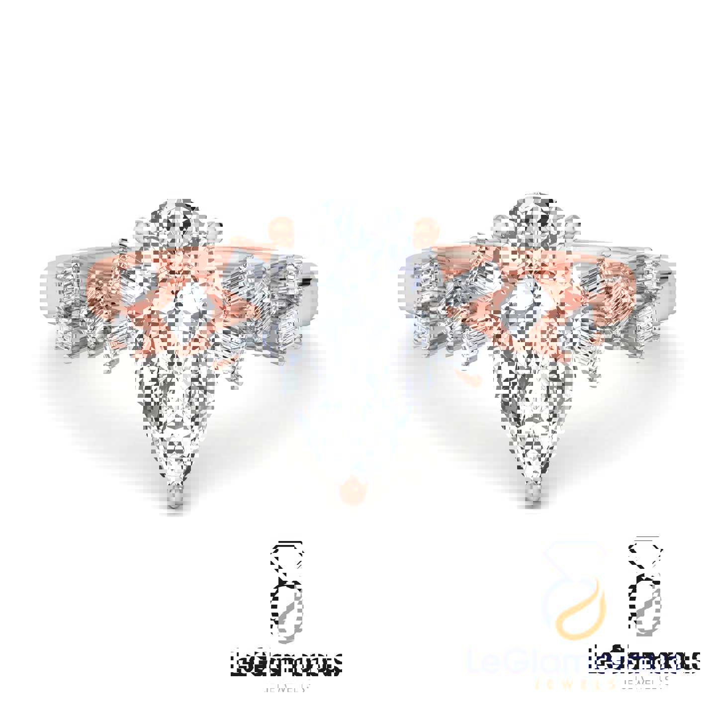 Pear Cut Hidden Halo Pave Style Lab Grown Diamond Engagement Ring