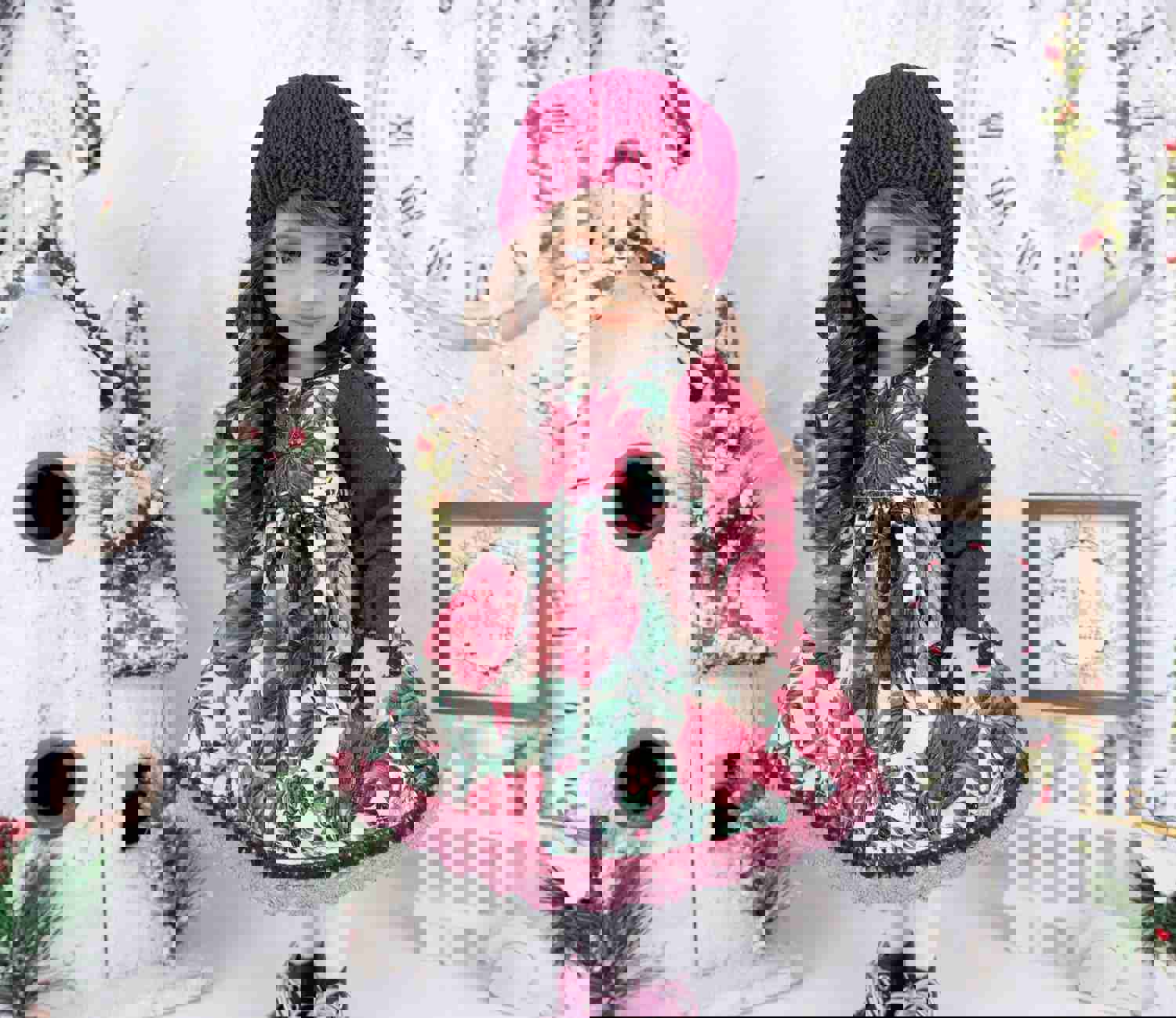 Holiday Grandeur - Ruby Red Fashion Friends Doll Dress Ensemble with Boots