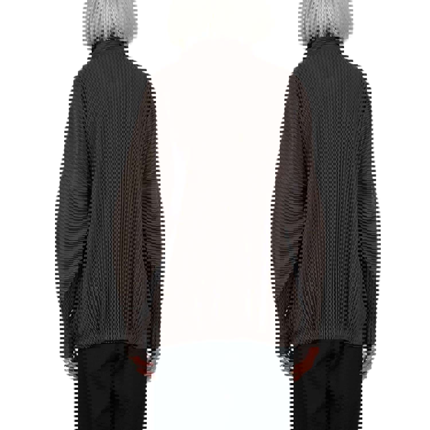 HEATHER PLEATS JACKET - Neutral Colored Collared Snap Front Jacket