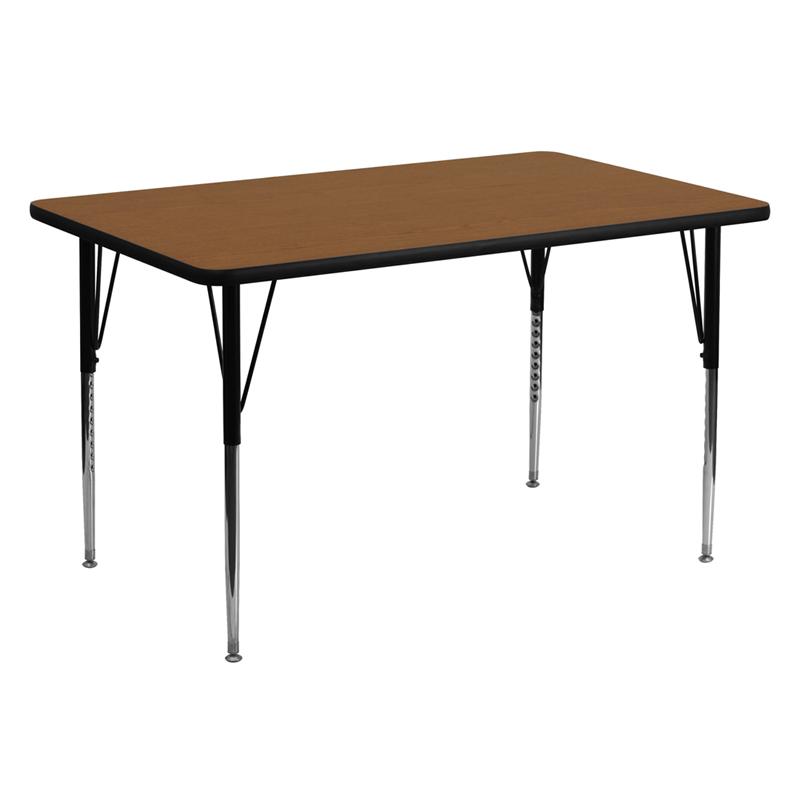 Flash Furniture 30W x 60L Rectangular Oak HP Laminate Activity Table - Adjustable Legs