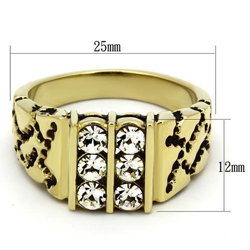 IP Gold (Ion Plating) Stainless Steel Ring with Top Grade Crystal for Women - Style TK774