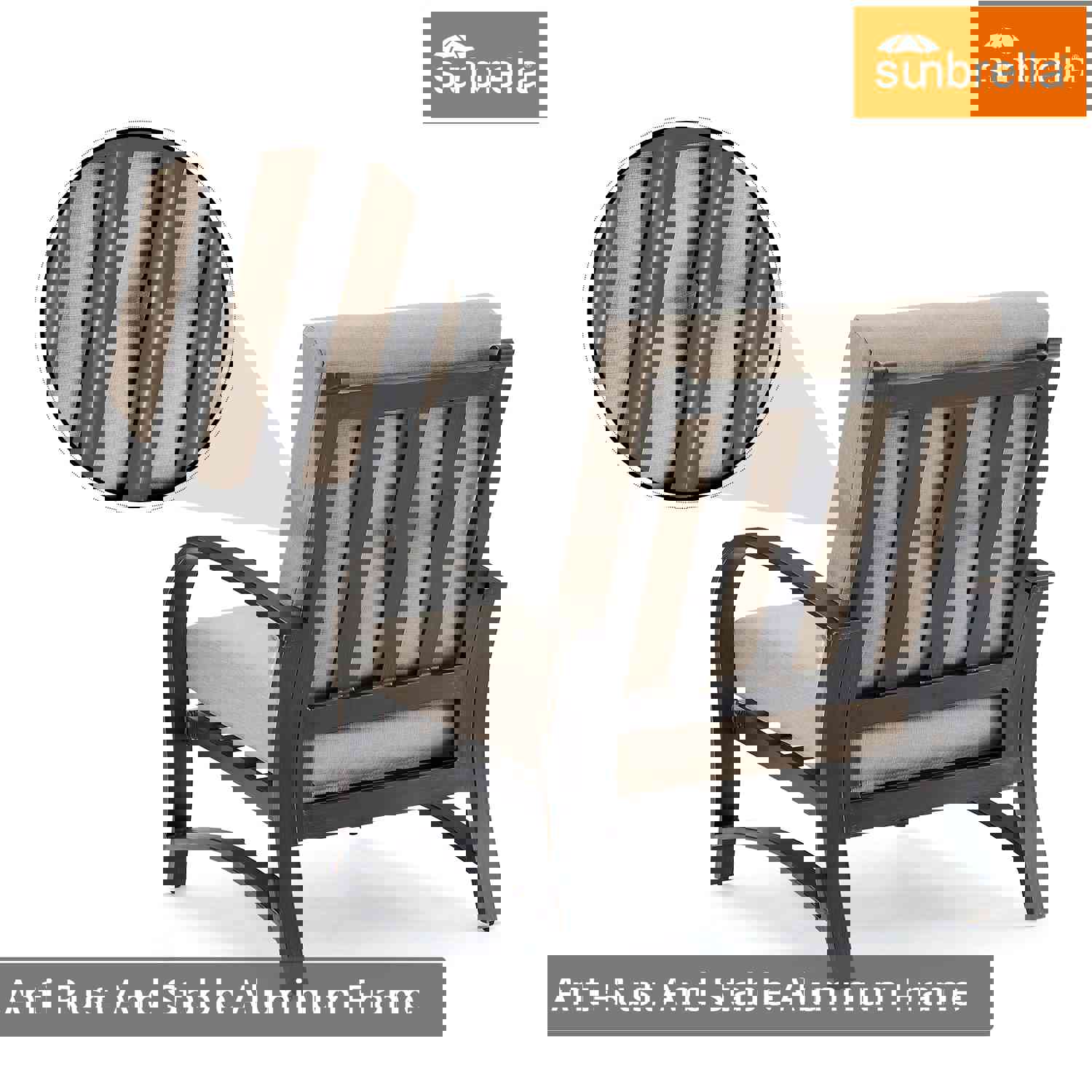 3-Piece Outdoor/Indoor Aluminum Patio Conversation Set with Sunbrella Cushions and Coffee Table