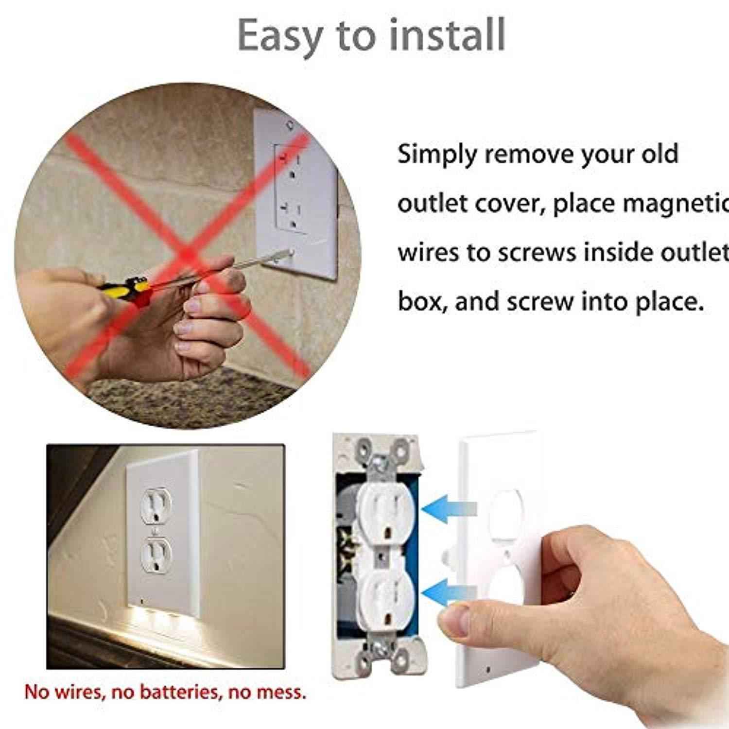 Mribo 6 Pack Outlet Cover with LED Night Lights - Easy Install, Energy Efficient