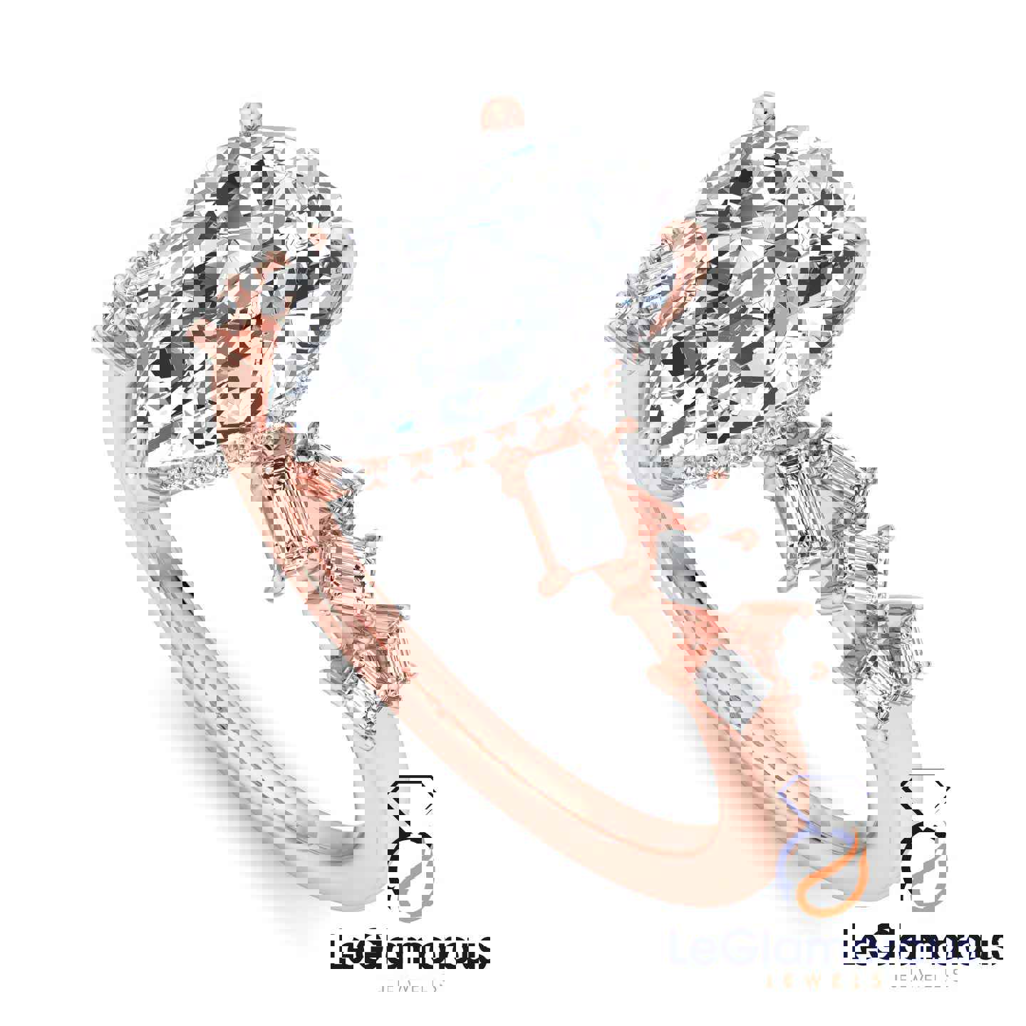 Pear Cut Hidden Halo Pave Style Lab Grown Diamond Engagement Ring