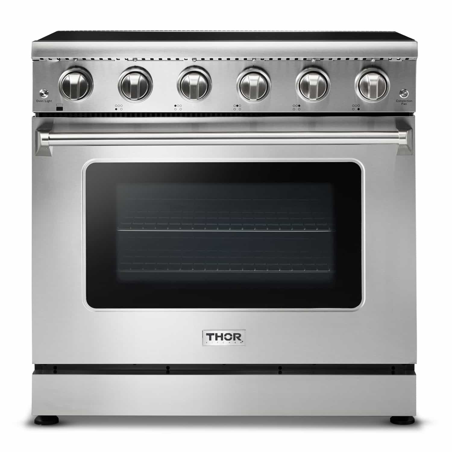 Thor Kitchen 4-Piece Appliance Package - 36-Inch Electric Range, French Door Refrigerator, Dishwasher, and Microwave Drawer in Stainless Steel