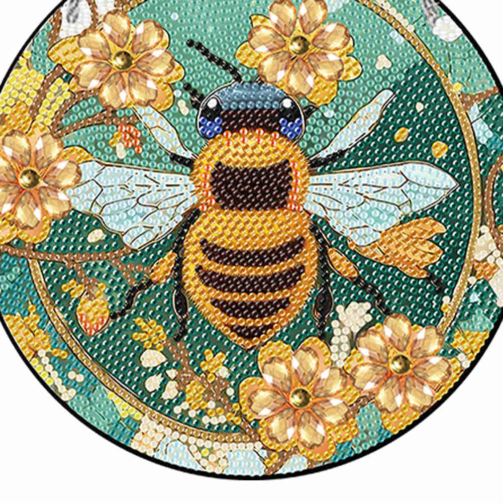 Acrylic Single-Sided Diamond Painting Hanging Pendant - Flower Bees Design