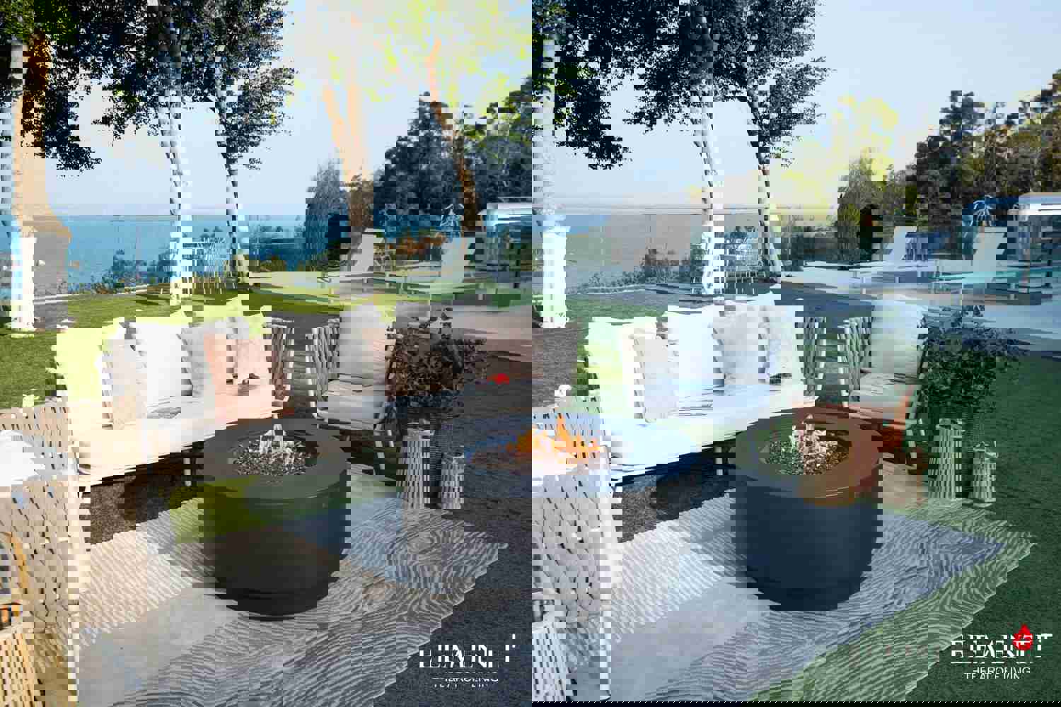 Nimes Modern Smooth Concrete Round Fire Pit Table